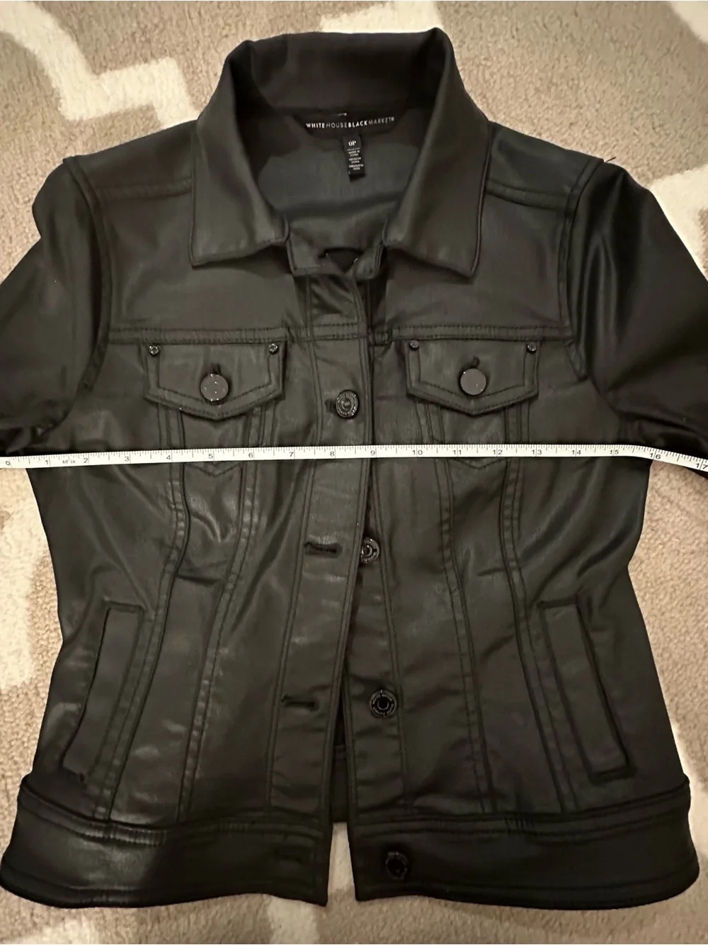 White House Black Market Black Coated Denim Jacket